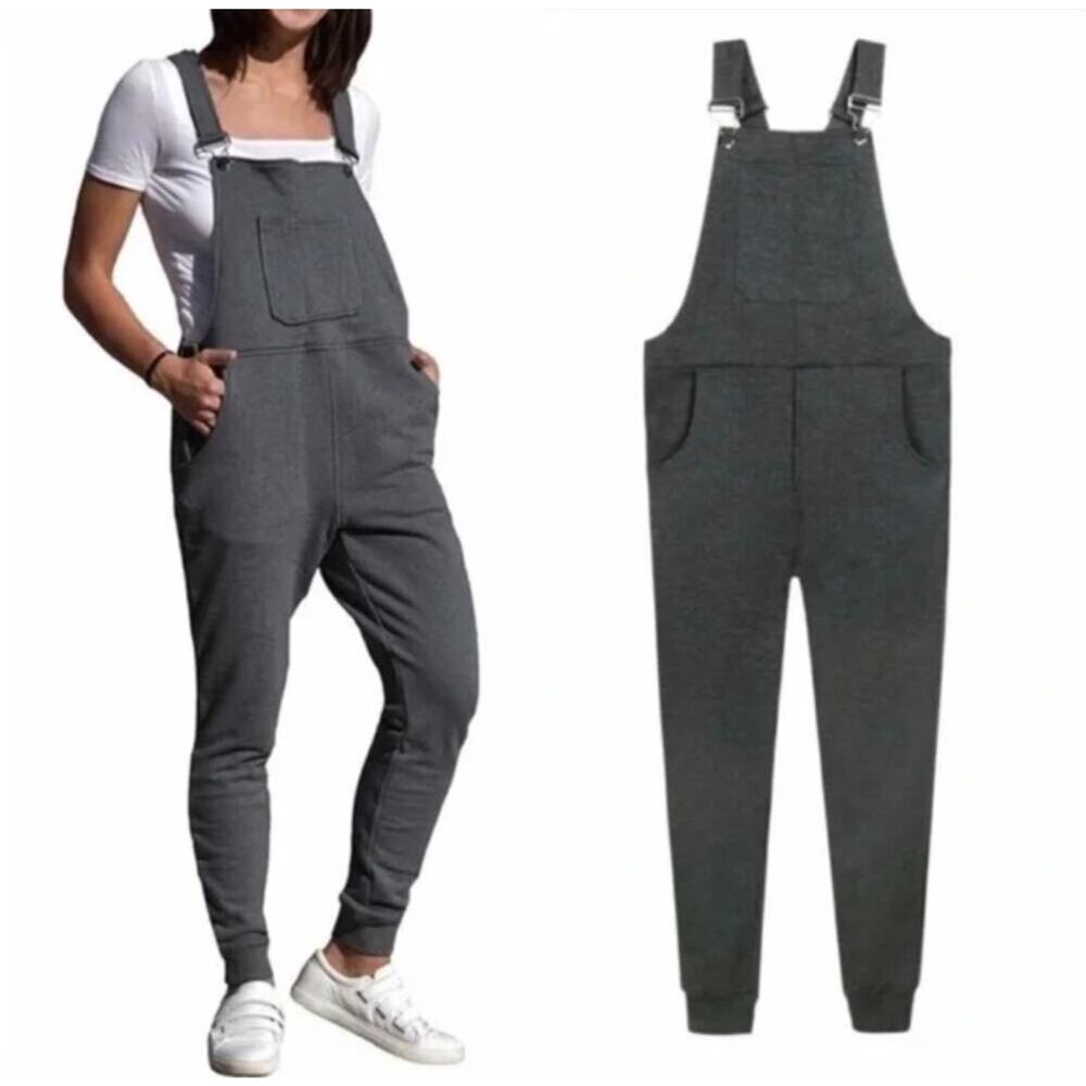 Swoveralls Jogger Style Sweatpant Overalls Dark Gray XS